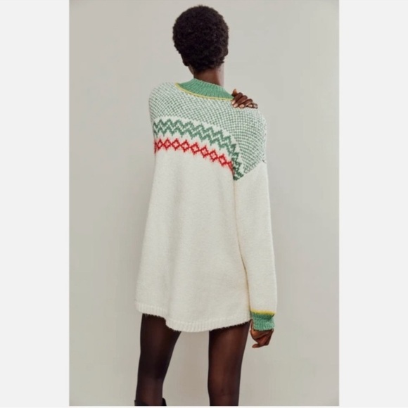 Free People Women's Cherry Heart Sweater Dress Soft Knit Cozy Multicolor Size XS - Picture 3 of 13